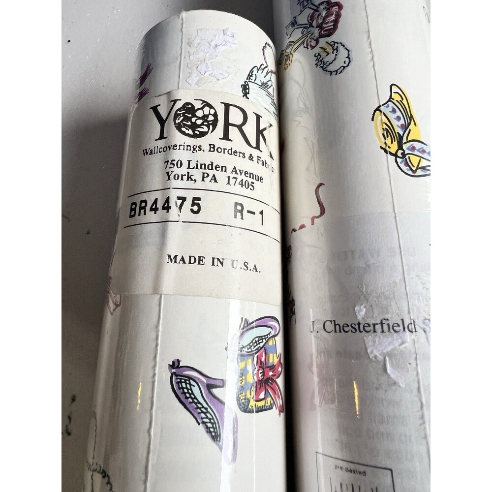 2 Vintage York Wallpaper Double Roll br4475 hat shoe jewelry mirror feminine usa